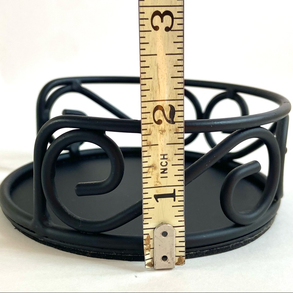 Black Iron Scroll Coaster Holder with Marble Coasters - Picture 7 of 14